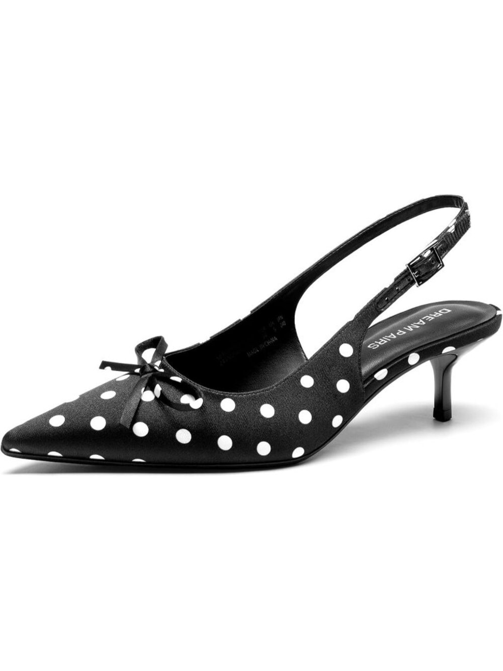 Dream Pairs Women's Polka Dot Slingback Kitten Heel Pointed Toe Bow Pumps